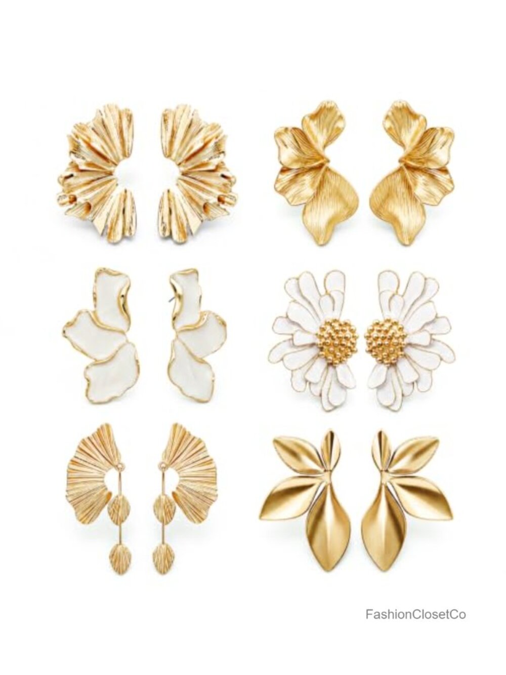 Gold Plated Stainless Steel Statement Drop Dangle Earrings Set for Women